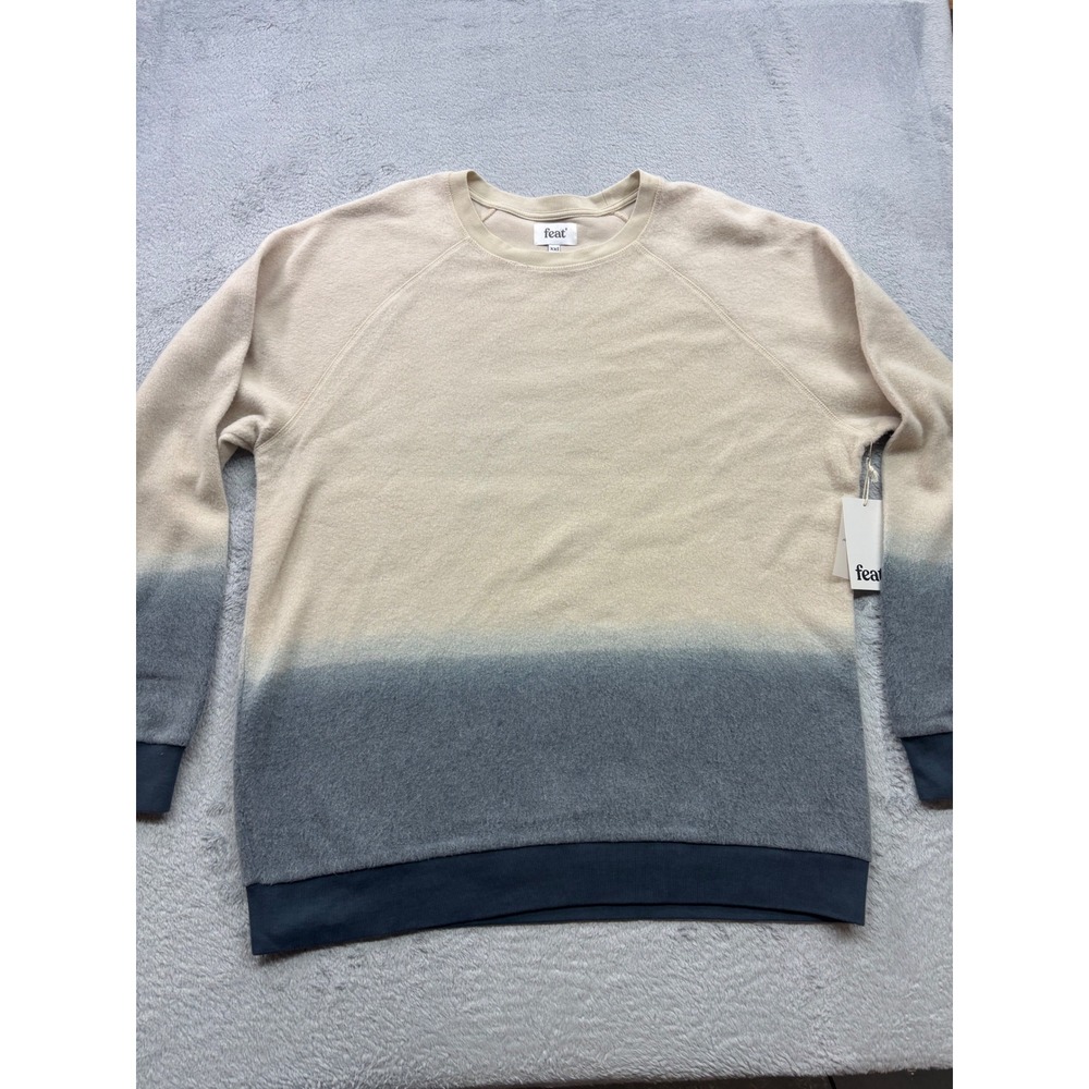 Feat‎ Clothing Mens XXL Dip Dye Soft Sweatshirt Crewneck Pullover Beige Grey New